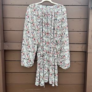 MANGO LONG SHEER FLORAL TOP OR DRESS.  Size 8